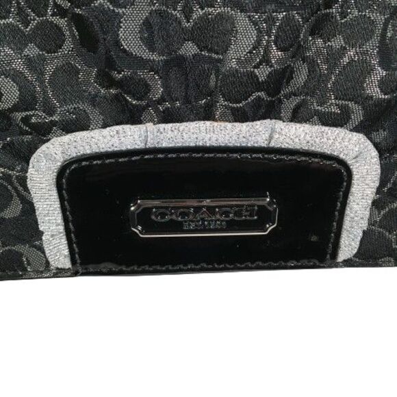 COACH Signature Clutch Wallet Evening Bag Purse Black Grey Silver Logo Monogram - Picture 6 of 12
